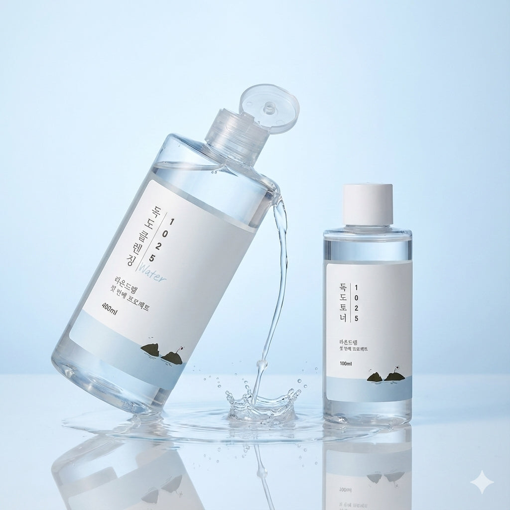 Round Lab – 1025 Dokdo Cleansing Water – 400ml + Round Lab – 1025 Dokdo Toner – 100ml