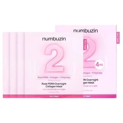 Numbuzin – No.2 RosePDRN Overnight Collagen Masque gel 37g x 4 (4pièces)
