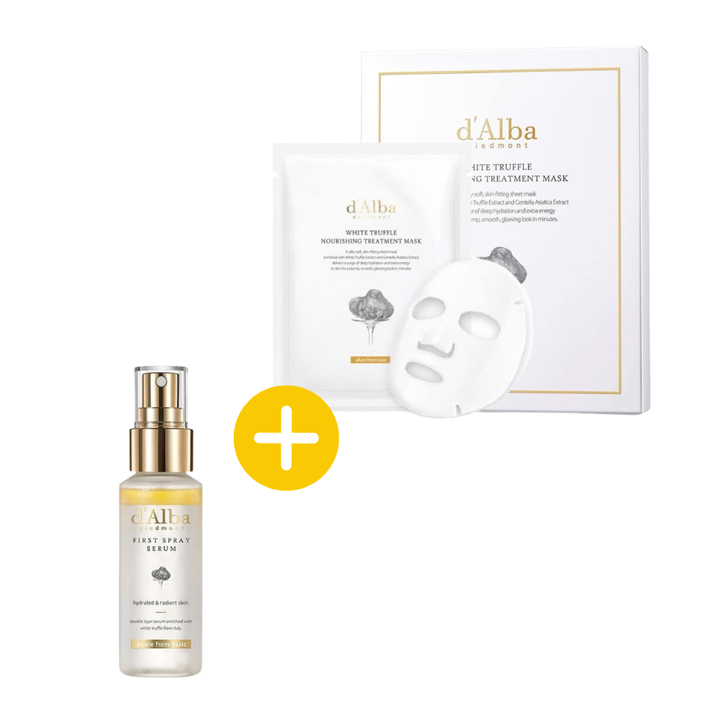 Duo d'Alba – Programme "Glow Signature" (First Spray Serum 100ml + 5 Masques Nourrissants)